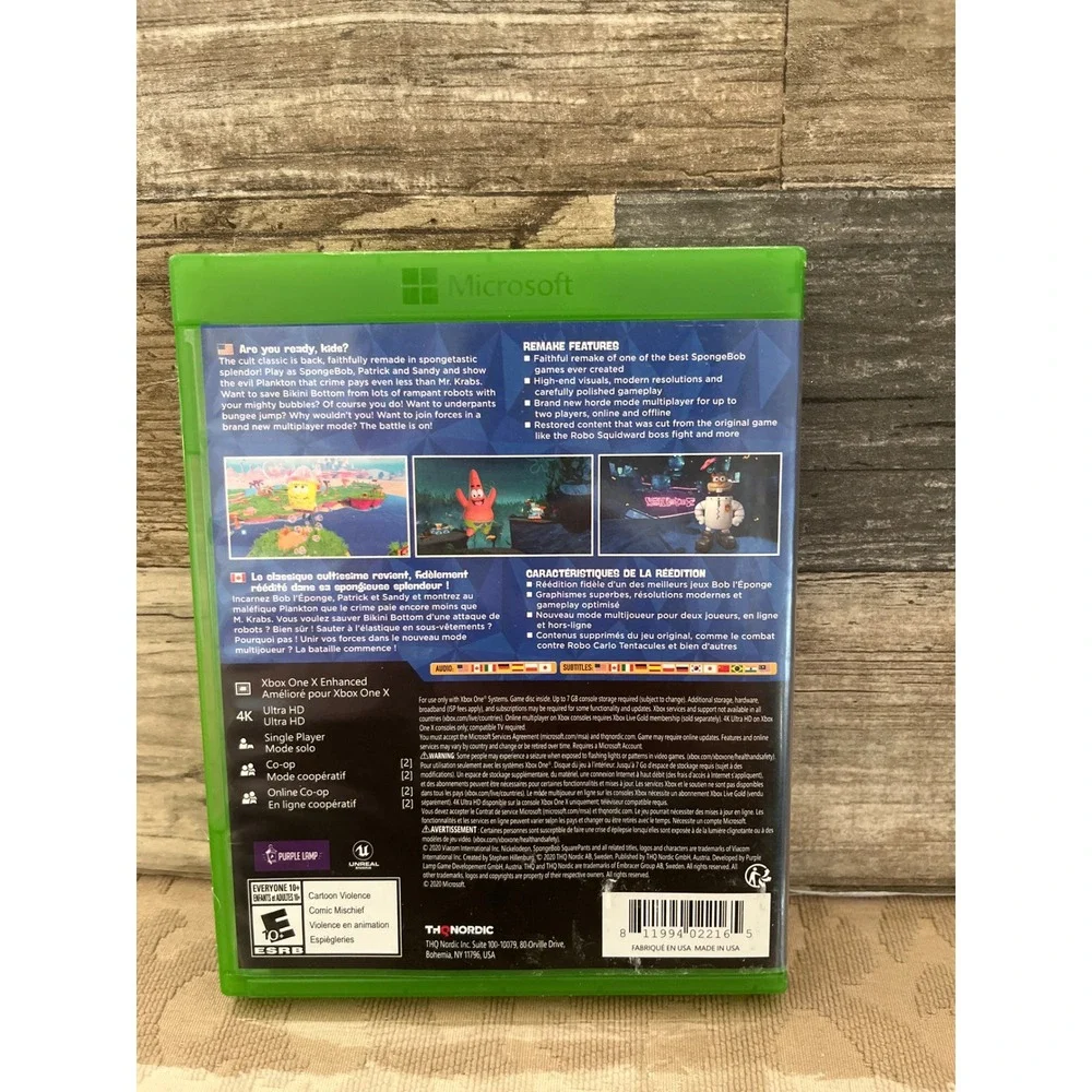 SpongeBob SquarePants Battle for Bikini Bottom Rehydrated Xbox One Video Game